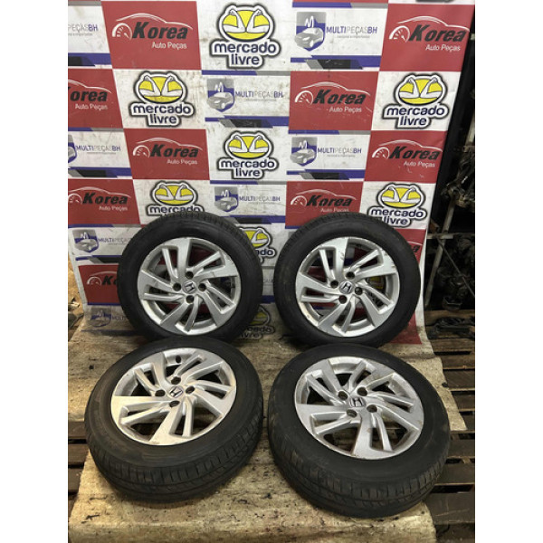 Jogo Rodas 15 C/ Pneus Honda Fit 2014 / 2021 Prateado